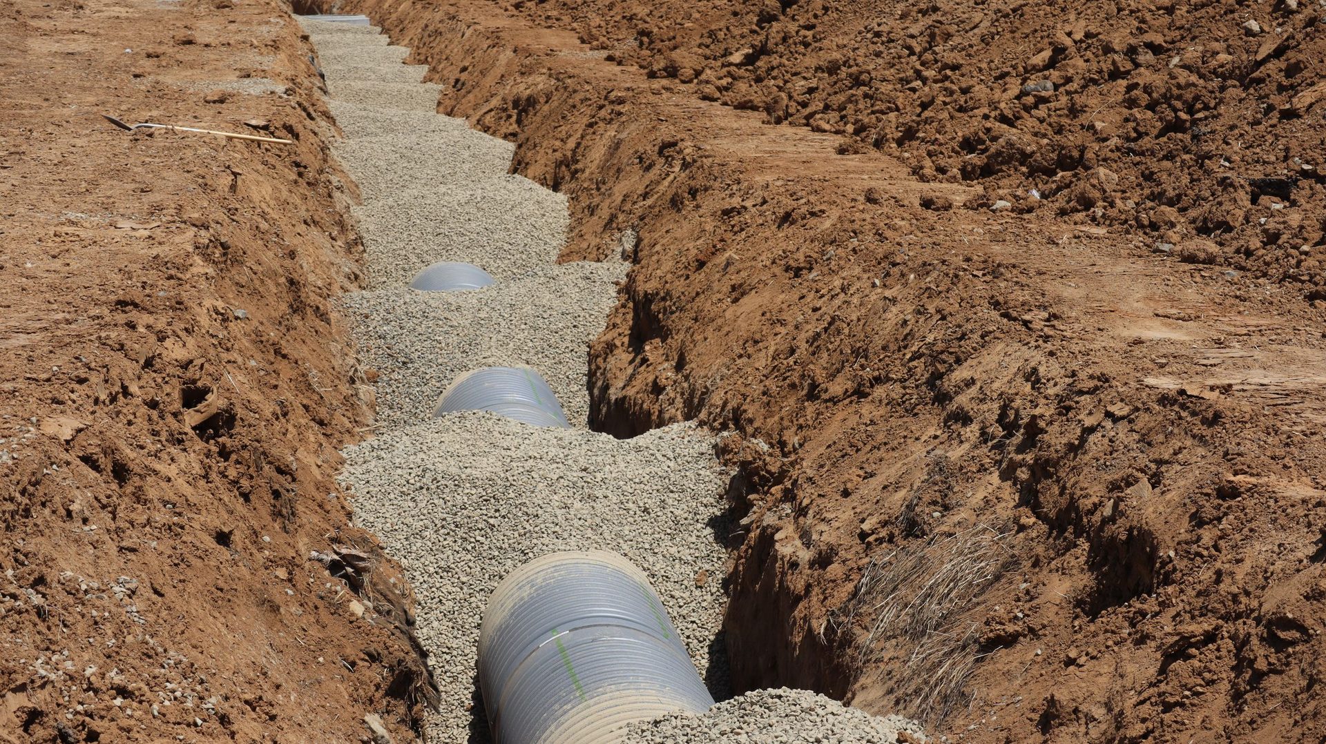 Drainage layer being built at a civil engineering site